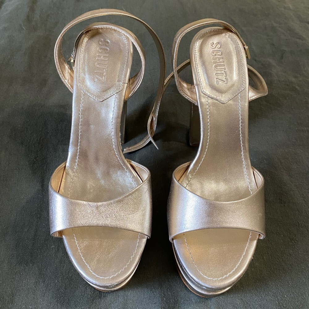 Schutz Gold Platform Heel